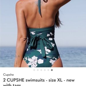 Cupshe Green and White Floral One Piece